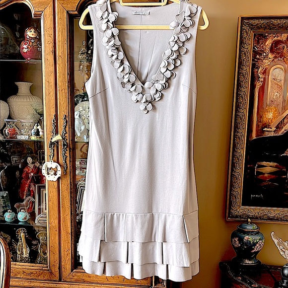 🔥NWOT EuropeanStyleItalyStunning DressTimelessDesignFigureFlatteringSoftGreyM/L - Picture 4 of 13